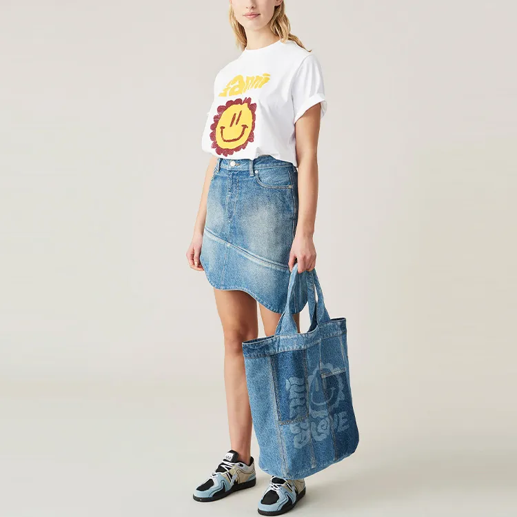 GANNI Smiley Logo Tee 'Bright White/Yellow'-1