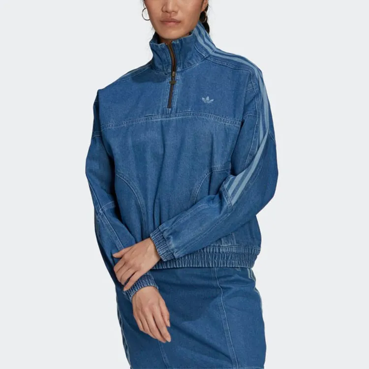 Adidas Originals Denim Jackets Women's Blue-4