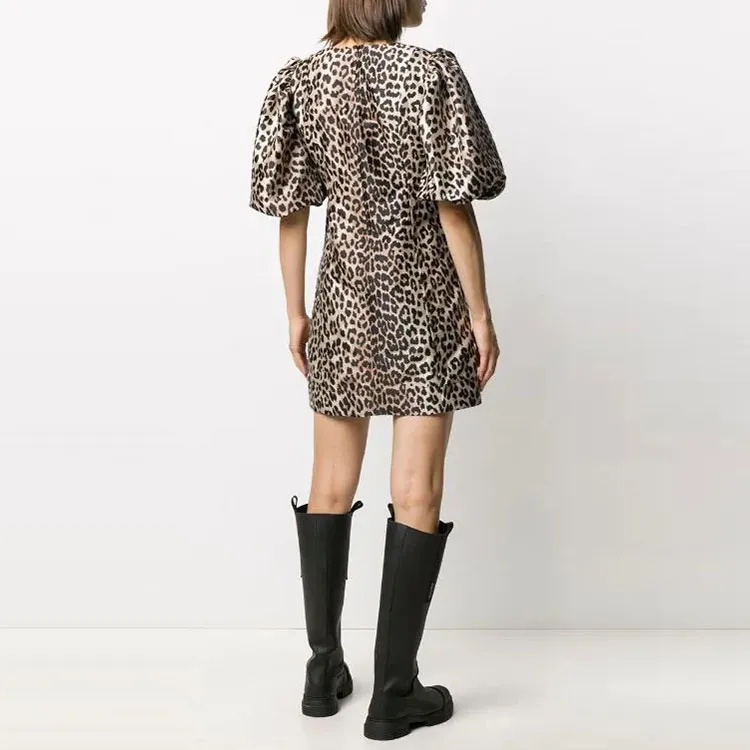GANNI Short Sleeved Dresses Women's Brown-2