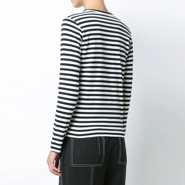 Comme Des Garçons Play Heart patch Striped T shirt-2