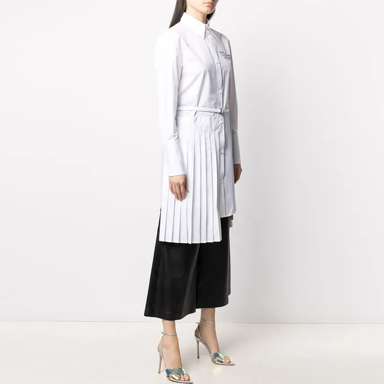 OFF WHITE Popeline Asymmetric Shirt Dress-3