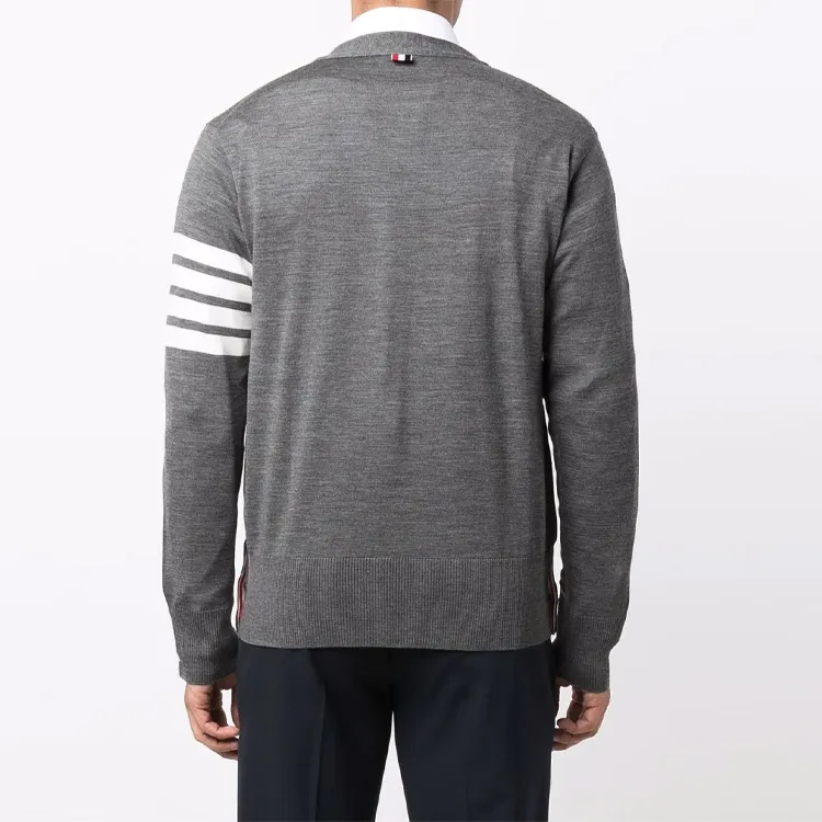 THOM BROWNE 4 Bar V Neck Knitted Cardigan-2