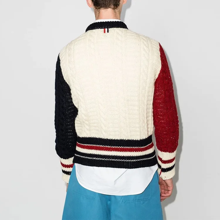 THOM BROWNE Three tone Cable knit Jumper-2