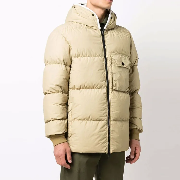 STONE ISLAND FW21 Solid Color Hooded Thickened Down Jacket Men's Yellow-3