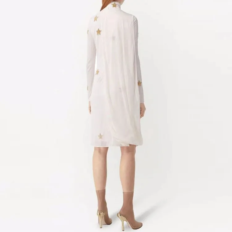 Burberry Woman Draped Viscose And Silk Dress Beige-2