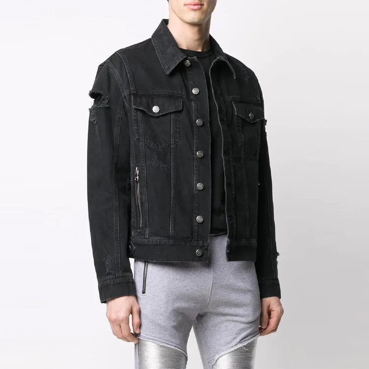 BALMAIN Denim Jackets Men Black-2