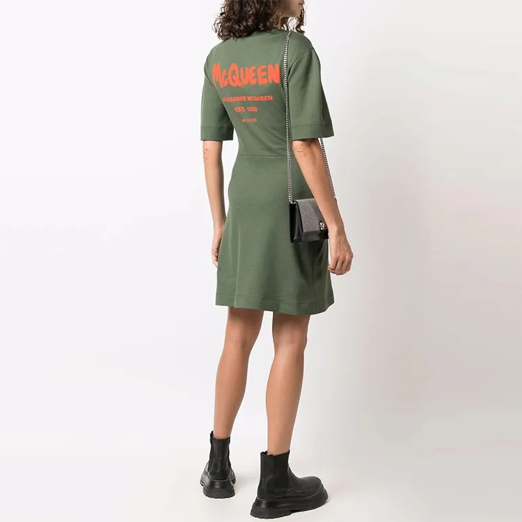 Alexander McQueen FW21 Short Sleeved Dresses Women's Green-2