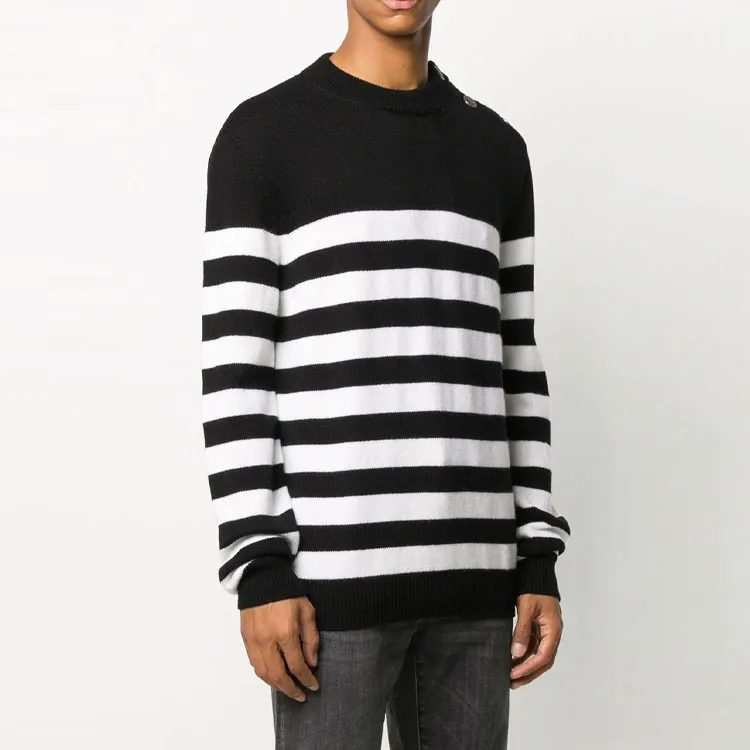 BALMAIN Cashmere Sweaters Men Black/White-3