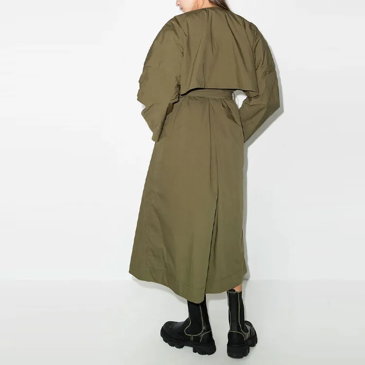 GANNI Trench Coats Women's Green-2