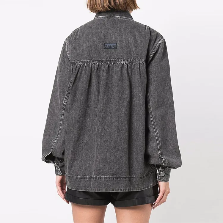 GANNI Denim Jackets Women's Gray-2
