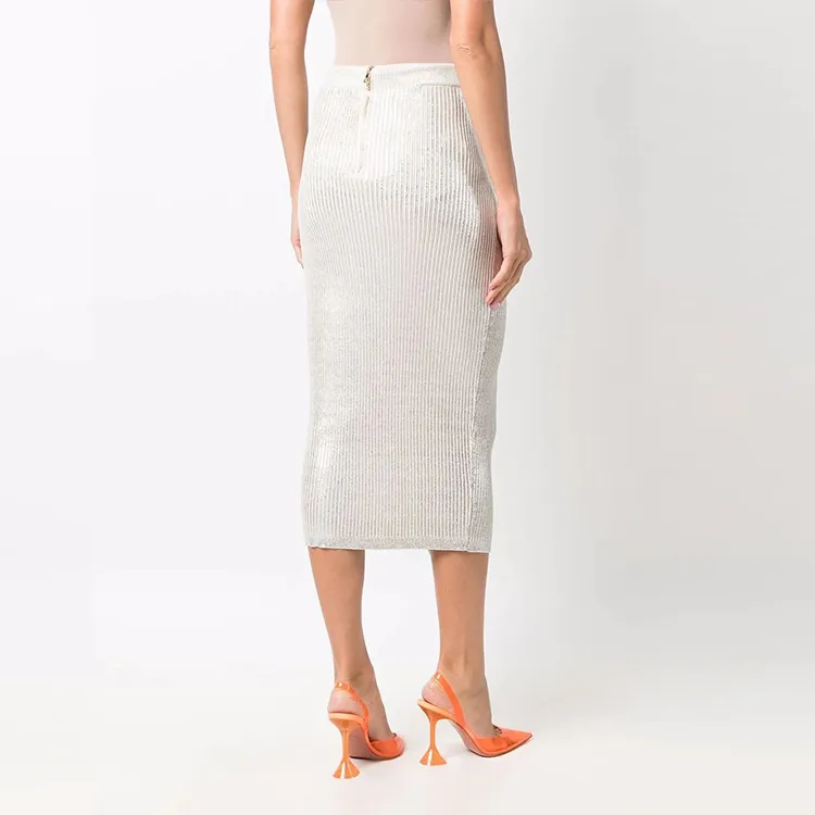 BALMAIN Casual Long Skirts Women's Silver-1