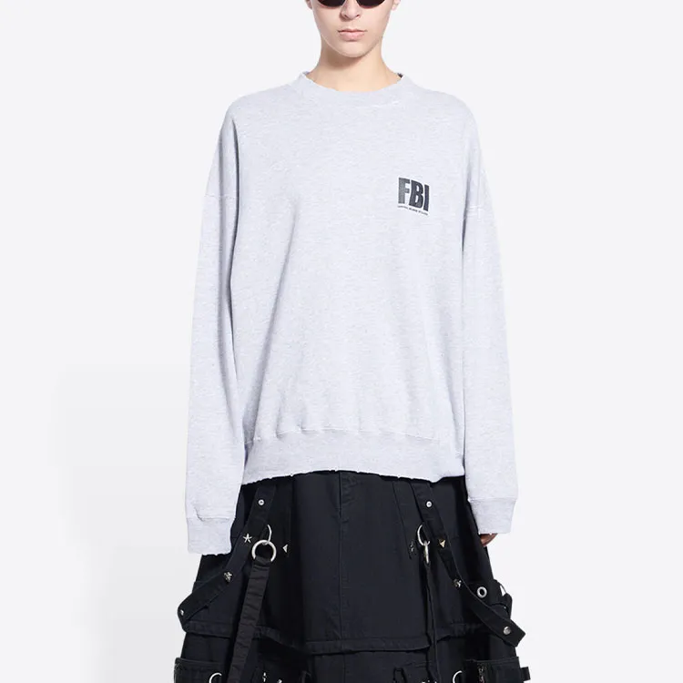 Balenciaga Regular Crewneck 'Heather Grey/Black'-3