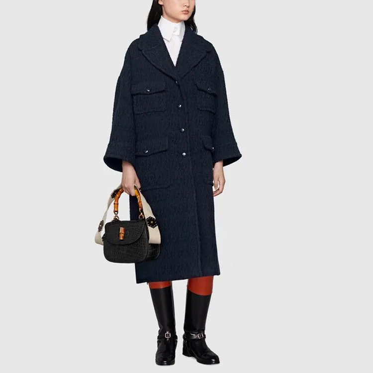 GUCCI Velvet Jackets Women's Dark Blue-3