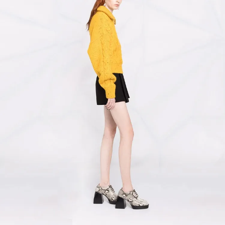 GANNI Zip Cable Knit Sweater 'Spectra Yellow'-3