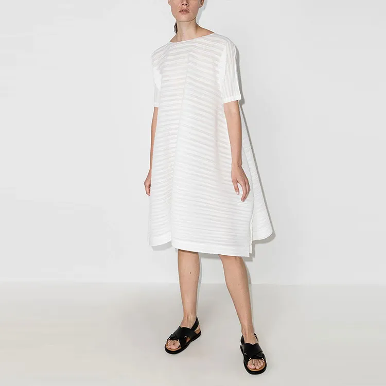 PLEATS PLEASE ISSEY MIYAKE Short-Sleeved Dresses Women's White-3