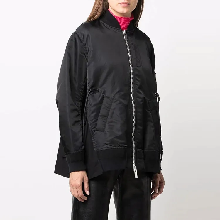 Sacai Pleated hem Zip up Bomber Jacket-1