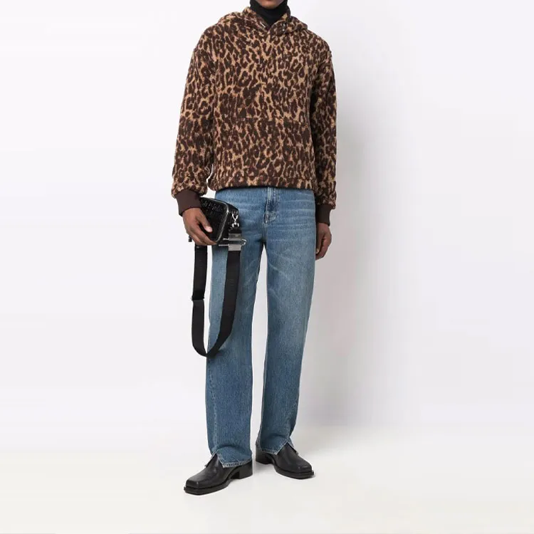 AMIRI Leopard Print Fleece Hoodie Sweatshirt-2