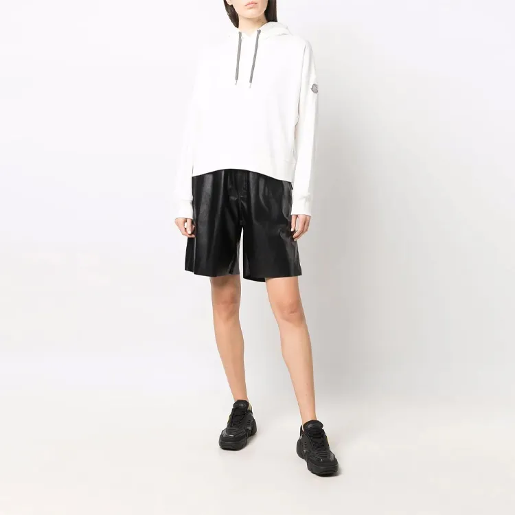 Moncler Metallic Logo Lettering Hoodie Sweatshirt 'White'-3