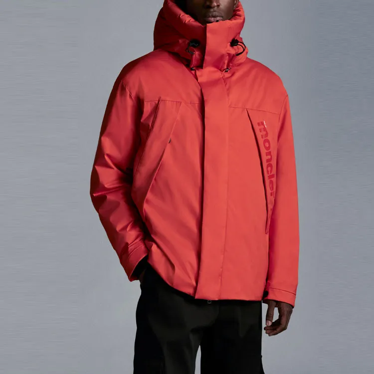 Moncler FW21 Solid Color Hooded Down Jacket Men's Orange Red-3