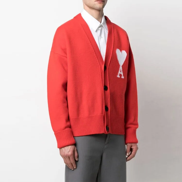 Ami Paris Ami De Coeur Merino Wool Oversize Cardigan-3