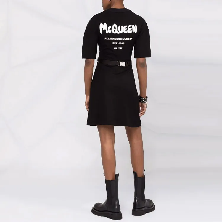 Alexander McQueen Short Sleeved Dresses Women's Black-2