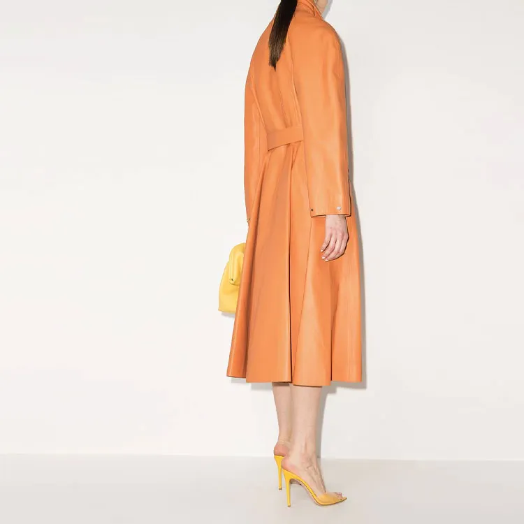 Bottega Veneta Leather Jackets Women's Orange-2