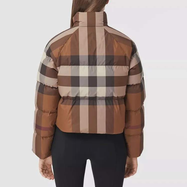 Burberry Check Cropped Puffer Jacket 'Dark Birch Brown'-3