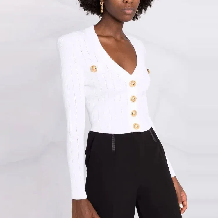 BALMAIN Slim Fit Knitwear Women's White-4