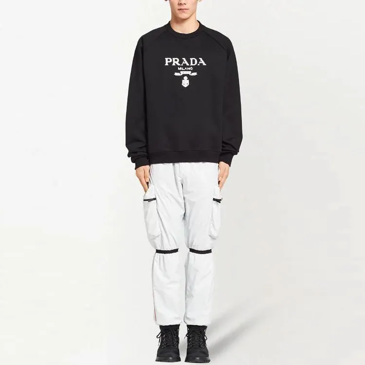 PRADA Printed Cotton Fleece Crewneck Sweatshirt-1