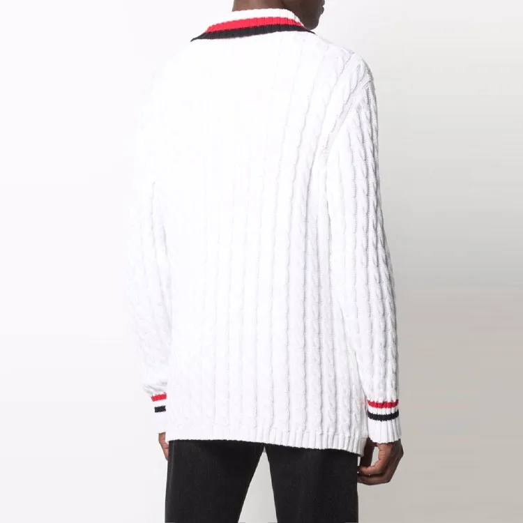 BALMAIN Logo embroidered Cable Knit Cardigan-3