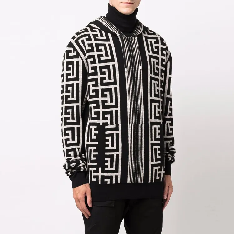 BALMAIN Maxi Monogram Drawstring Hoodie-3