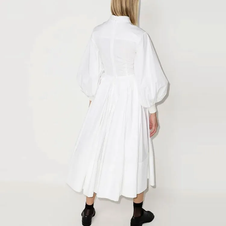 Alexander McQueen FW21 Long Sleeved Dress Women's White-3
