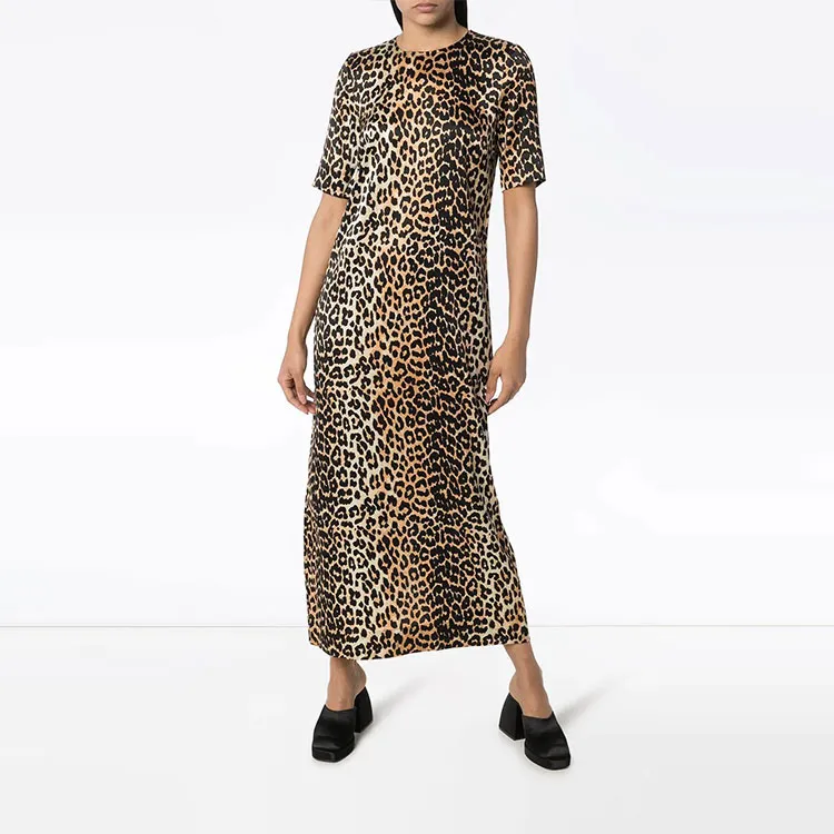 GANNI Short-Sleeved Dresses Women's Brown-1