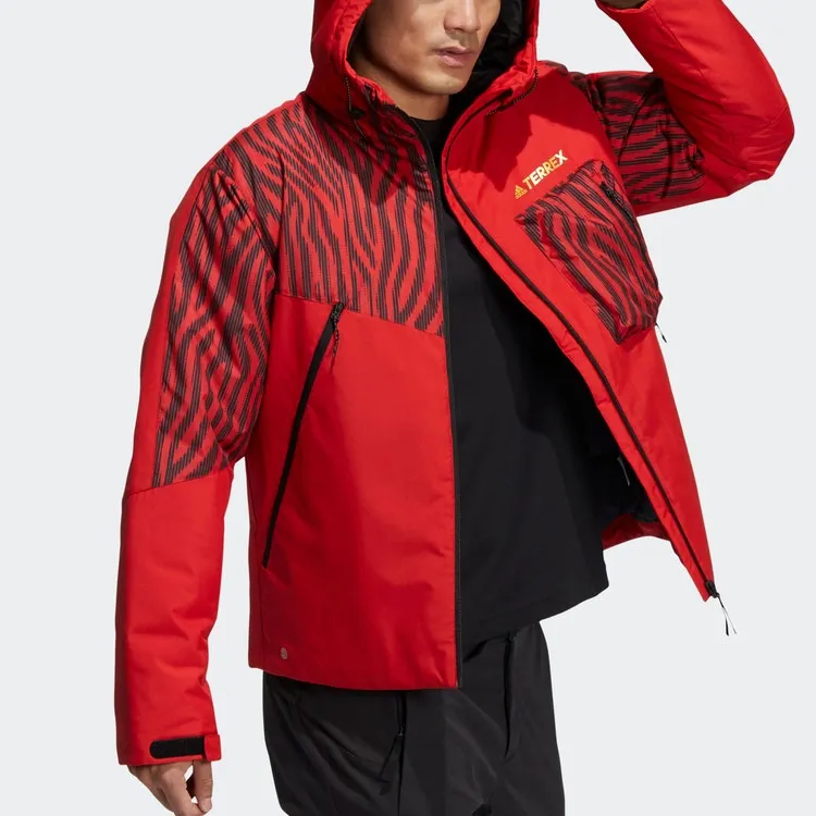 Adidas Colorblock Hooded Puffer Jacket Men's Light Scarlet-2