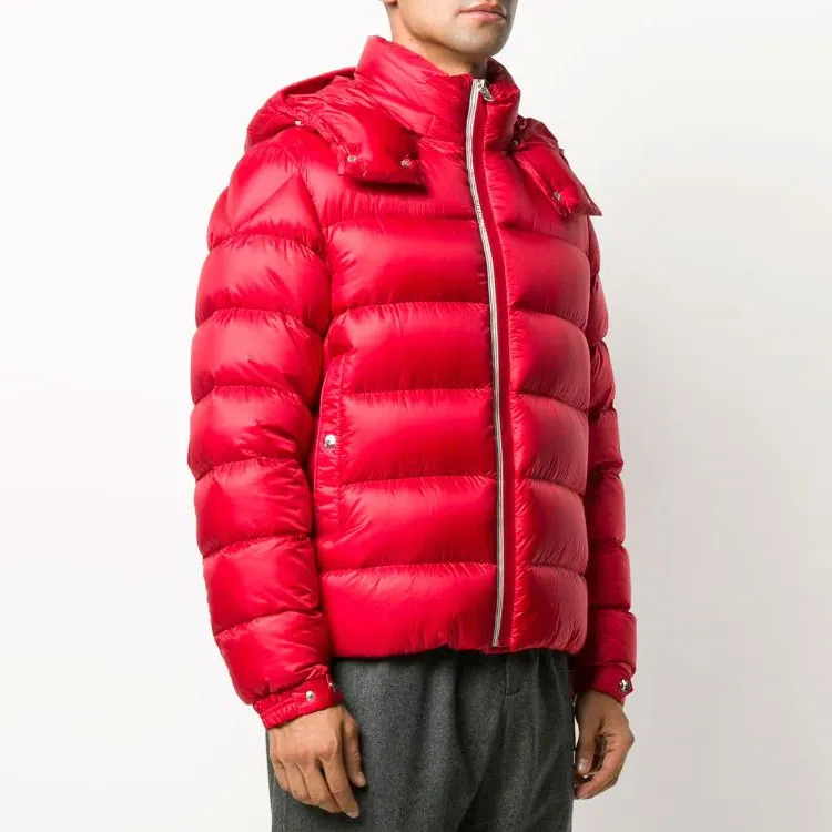 Moncler Solid Color Hooded Down Jacket Men's Red-4