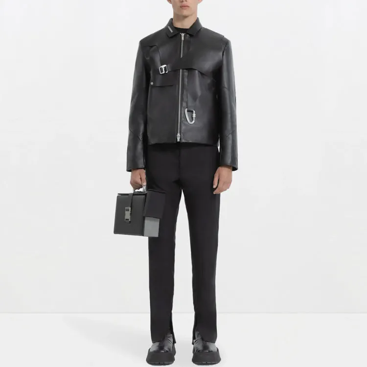 HELIOT EMIL Leather Jackets Men Black-3