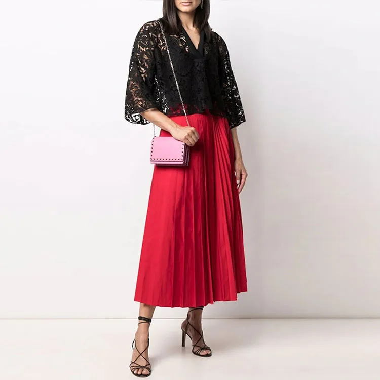 Valentino Casual Long Skirts Women's Red-2