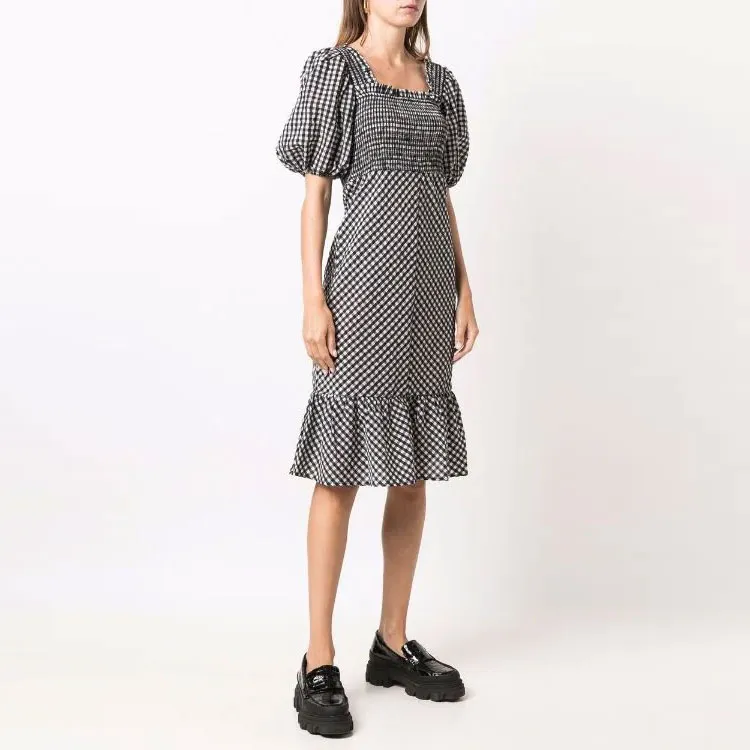 GANNI Short Sleeved Dresses Women's Black-2