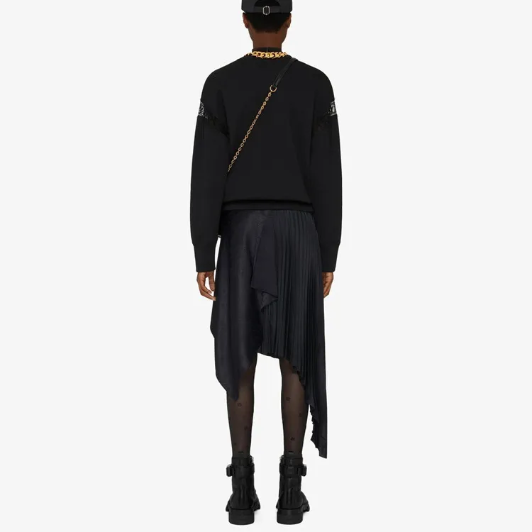 Givenchy Lace Detailed Cotton Sweatshirt 'Black'-2