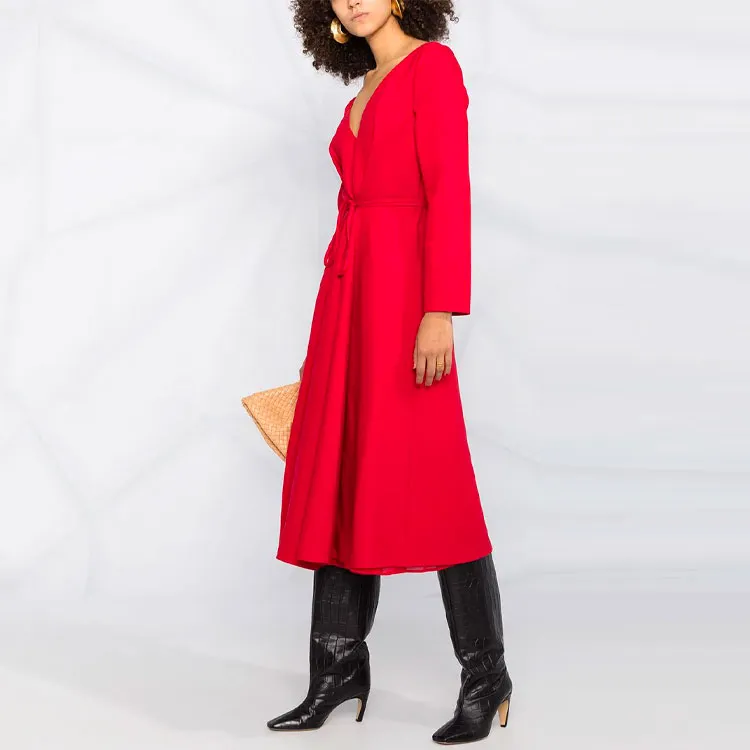 Valentino Long Sleeved Dresses Women's Red-2