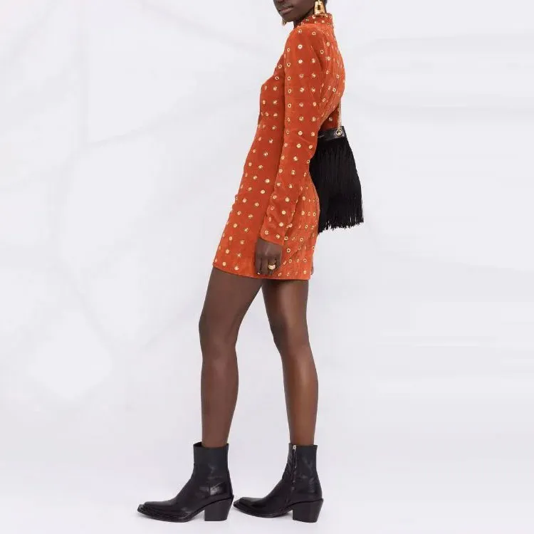 BALMAIN Long-Sleeved Dresses Women's Orange-1