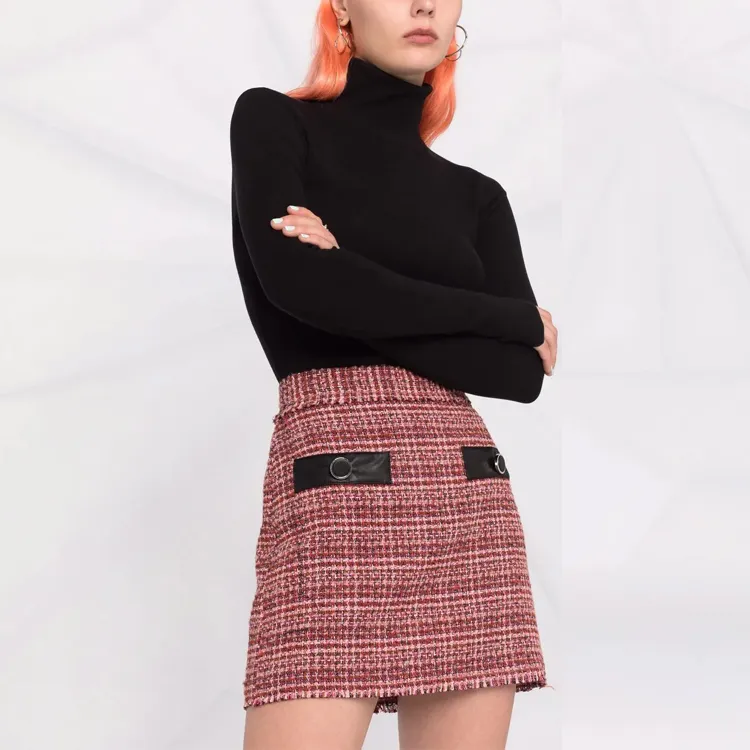 PINKO Leather Short Skirts Women's Red-4