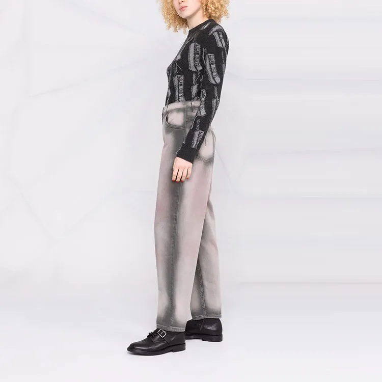 ALBERTA FERRETTI FW21 Straight Moderate Jeans Women's Gray-3