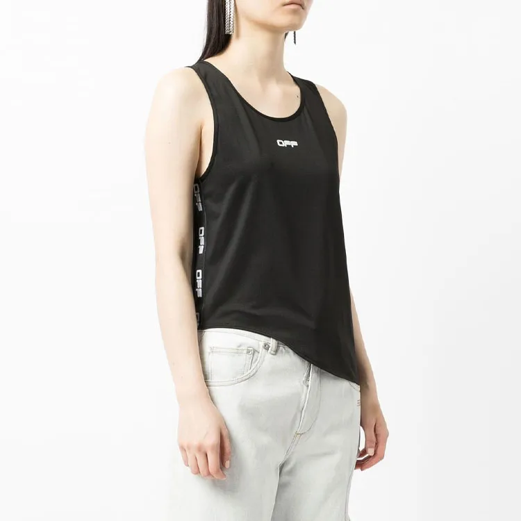 OFF WHITE Logo Print Sleeveless Performance Top Black-1