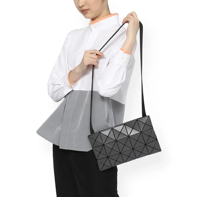 ISSEY MIYAKE Matte Small Square Bag Shoulder Bag, Crossbody Bag Unisex Charcoal Gray-5