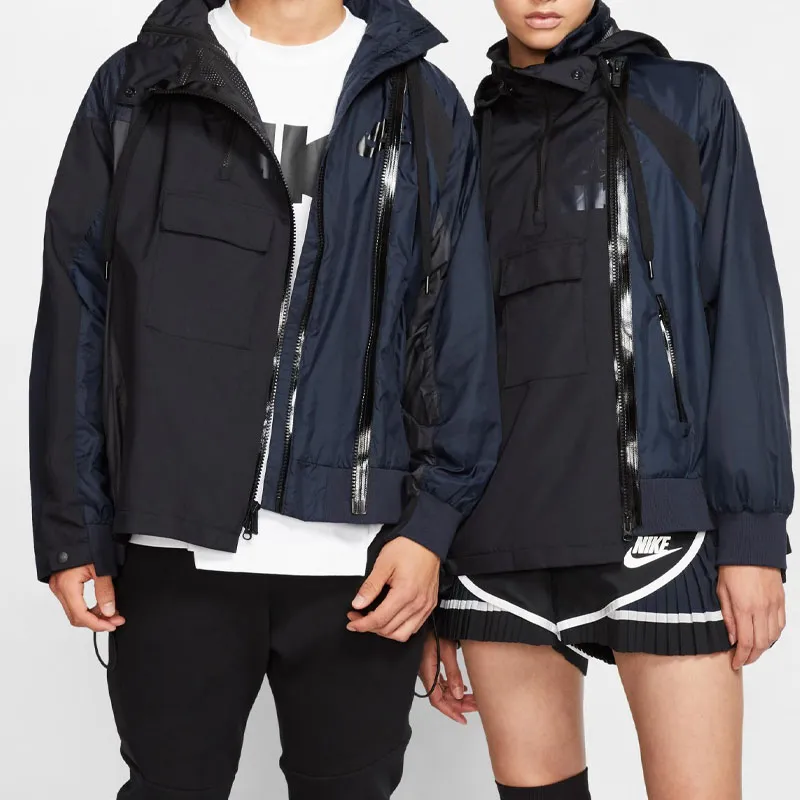 Nike X Sacai Women's Double Zip Jacket Black/Dark Obsidian-4