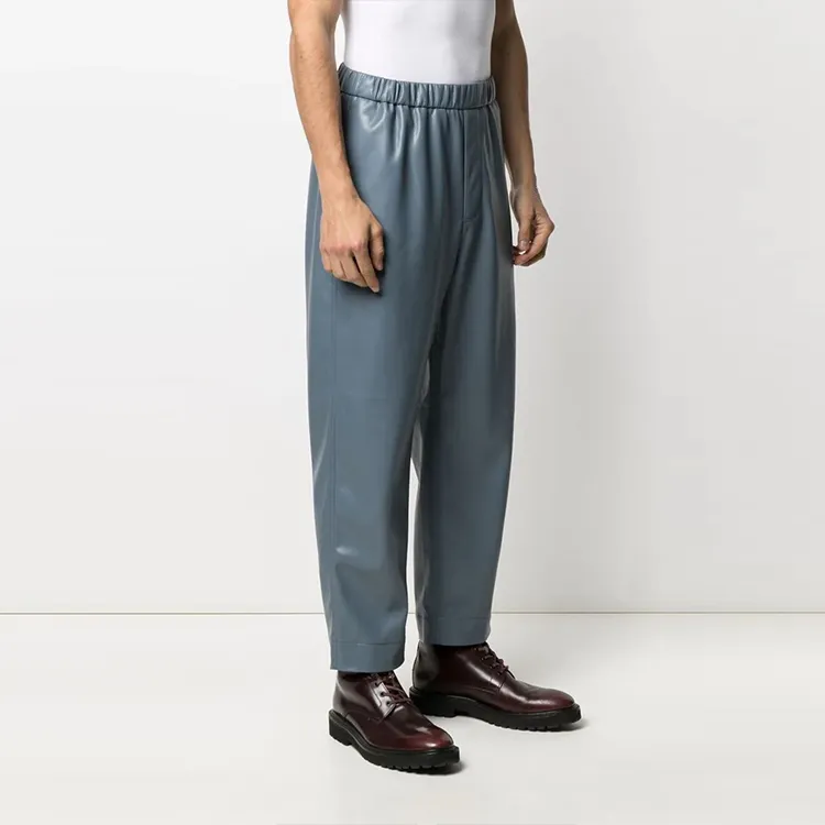 NANUSHKA Leather Pants Men Blue-2