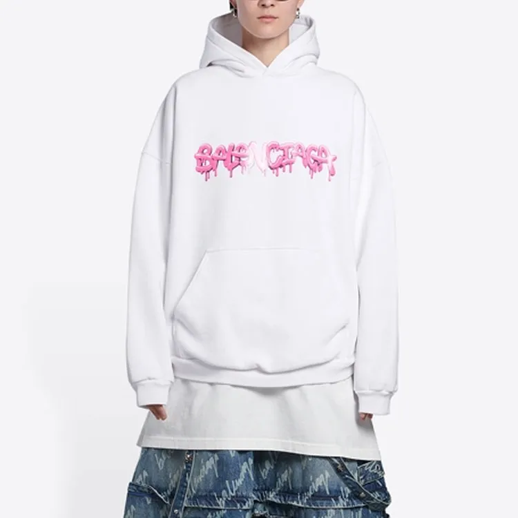 Balenciaga Wide Fit Hoodie 'White/Bubblegum'-3
