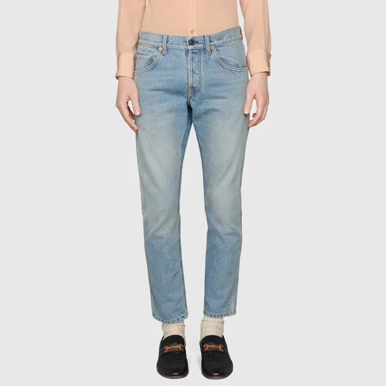 GUCCI Bleach effect Tapered leg Denim Jeans-2