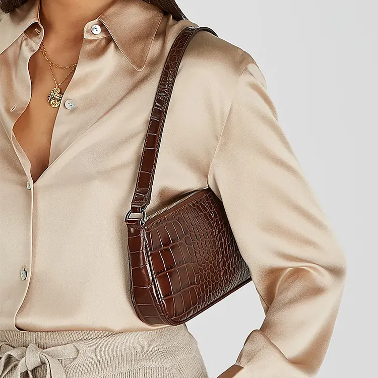 By Far Crocodile embossed Shoulder Bag-5